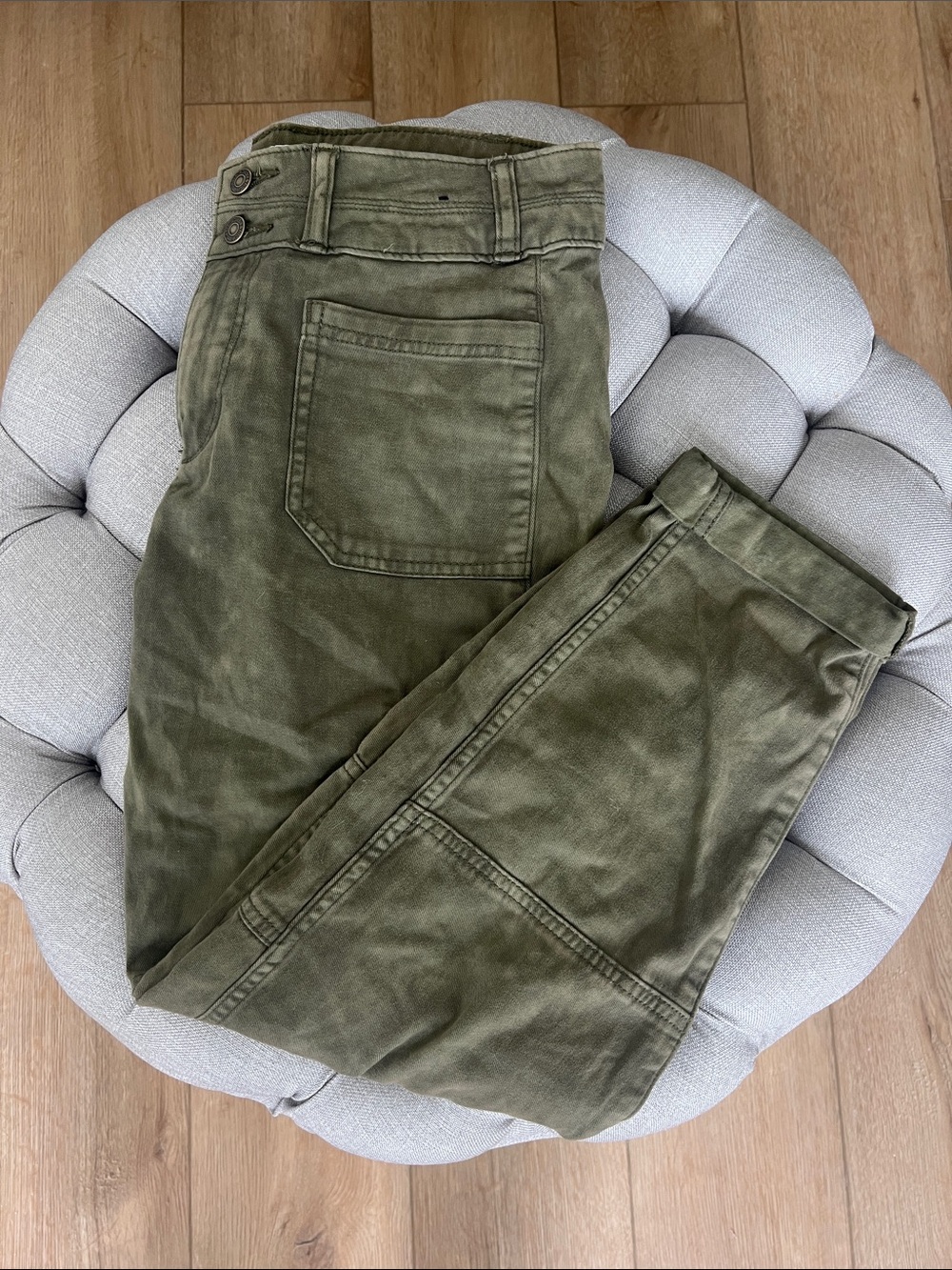 Abercrombie & Fitch Green High Rise Utility Cargo Pants Loose Fit Cuffed
